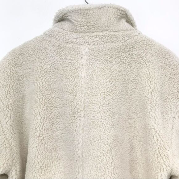 Lucky Brand Cream Sherpa Fleece Quilt Lined Button Up Teddy Shirt Jacket - Picture 13 of 16